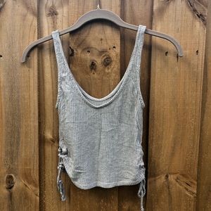 Gray crop top, side tie top - small